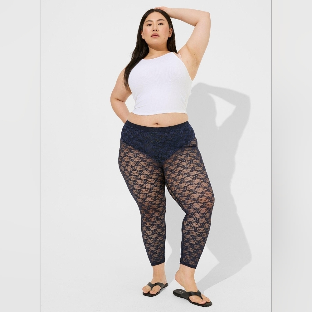Crop Comfort Waist Floral Lace Legging